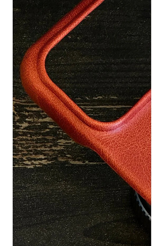 Magsafe Özellikli Hakiki Deri iPhone Kılıf-turuncu