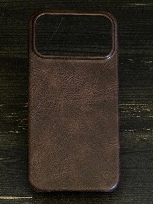 Magsafe Özellikli Hakiki Deri iPhone Kılıf - kahverengi