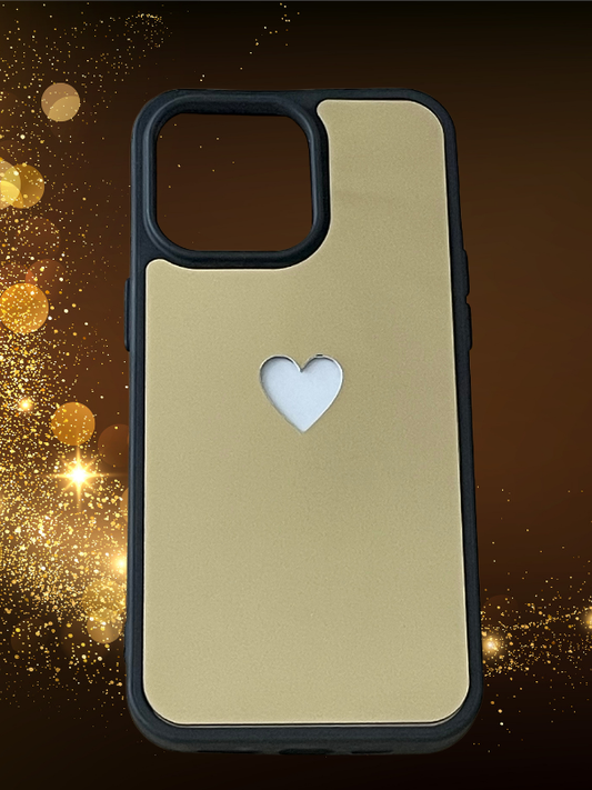 Işıklı Kılıf Gold Kalpli iPhone