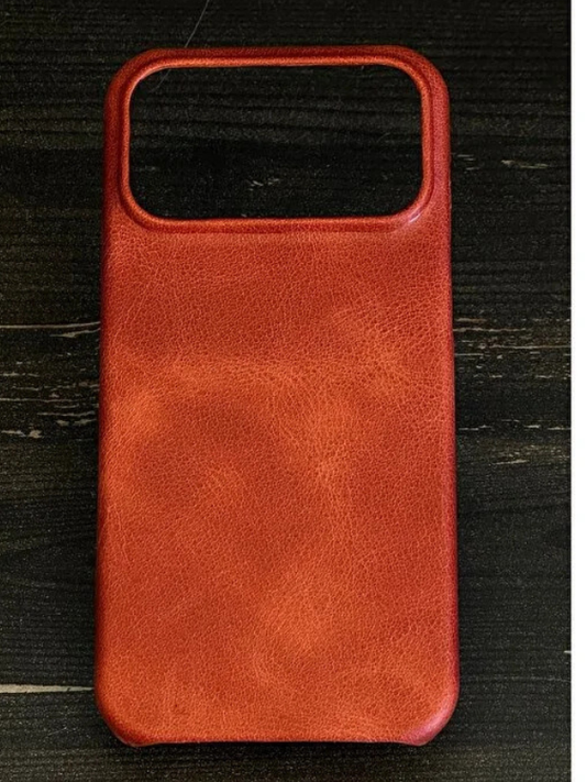 Magsafe Özellikli Hakiki Deri iPhone Kılıf-turuncu