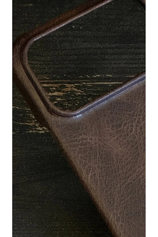 Magsafe Özellikli Hakiki Deri iPhone Kılıf - kahverengi