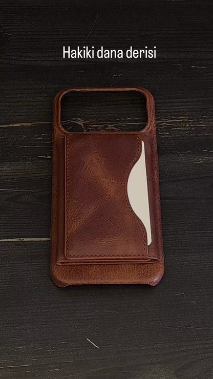 Hakiki Deri iPhone Kılıf & 6 Kart Kapasiteli Cüzdan